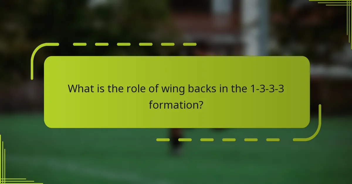 What is the role of wing backs in the 1-3-3-3 formation?