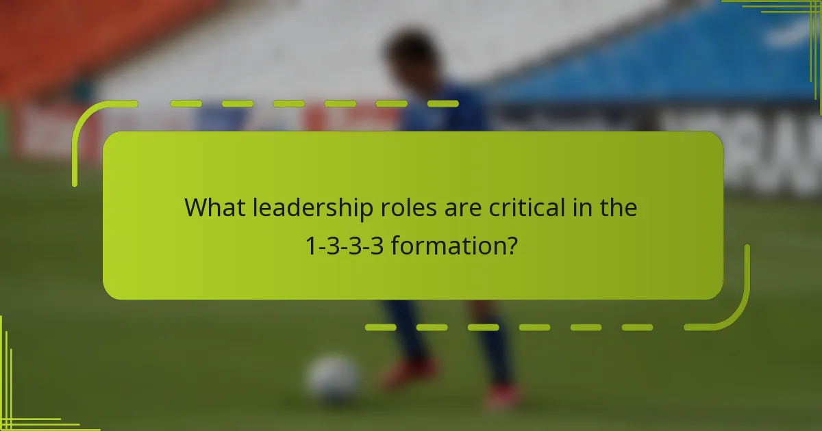 What leadership roles are critical in the 1-3-3-3 formation?